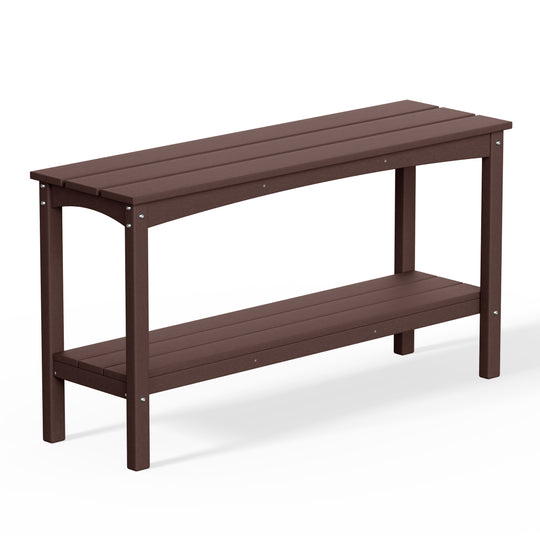 Malibu 55" Outdoor Patio HDPE Adirondack 2-Tier Shelf Console Table