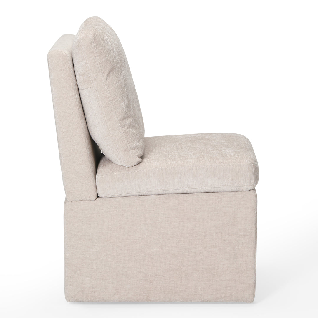 Soho Modern Upholstered Chenille Armless Dining Chairs With Casters