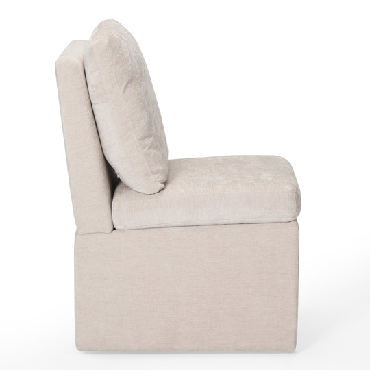 Soho Modern Upholstered Chenille Armless Dining Chairs With Casters