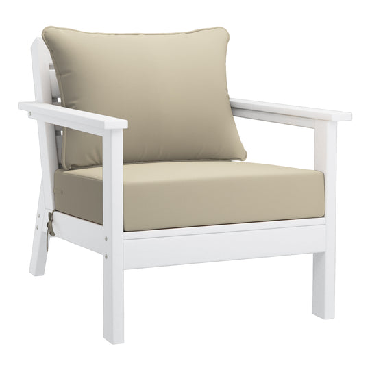 Avalon Outdoor Modern HDPE Patio Club Chairs with Deep Seat Cushions (Set of 2)