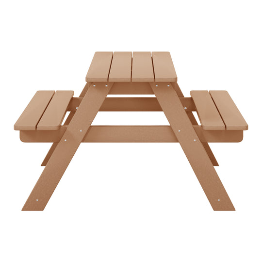 Malibu Outdoor Patio Kids HDPE Plastic Picnic Bench Table