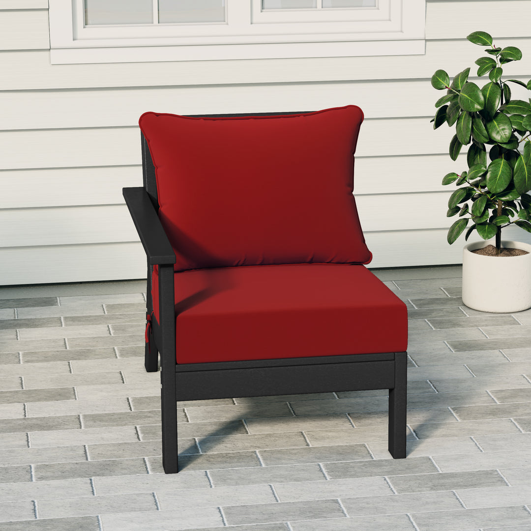 Avalon Outdoor Patio HDPE Left Arm Sectional Corner Club Chair with Patio Cushions