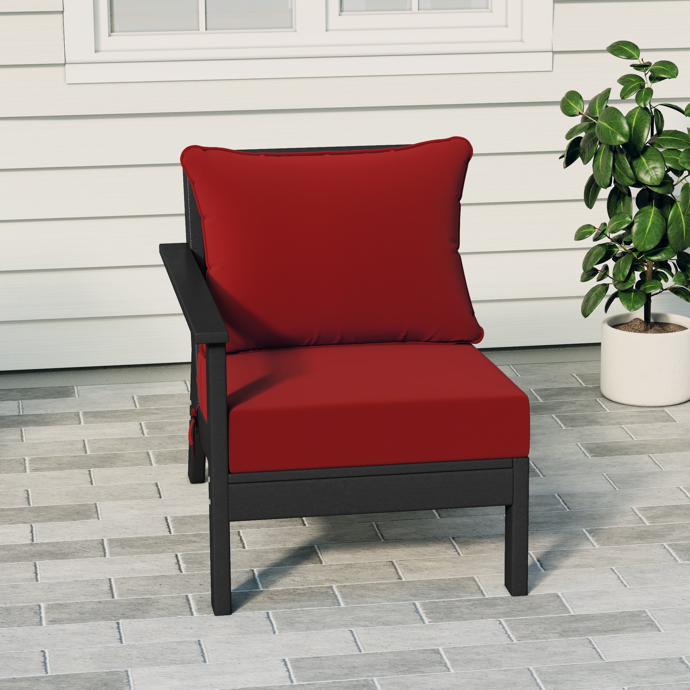 Avalon Outdoor Patio HDPE Left Arm Sectional Corner Club Chair with Patio Cushions