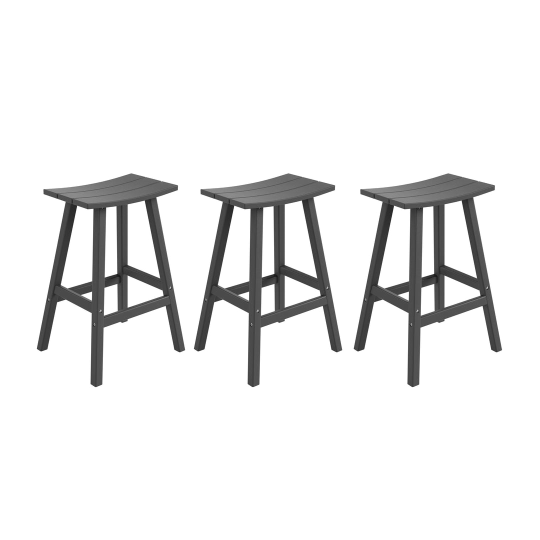 Malibu 29" HDPE Outdoor Patio Bar Height Bar Stools (Set of 3)