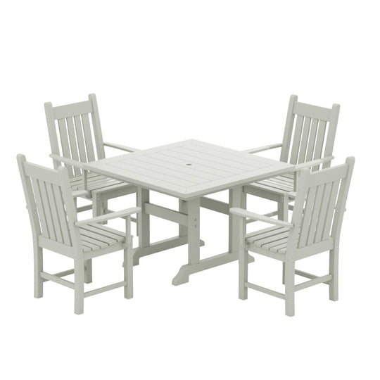 Malibu 5 Piece Outdoor Patio Dining Set Outdoor Square Table and Armchair Set