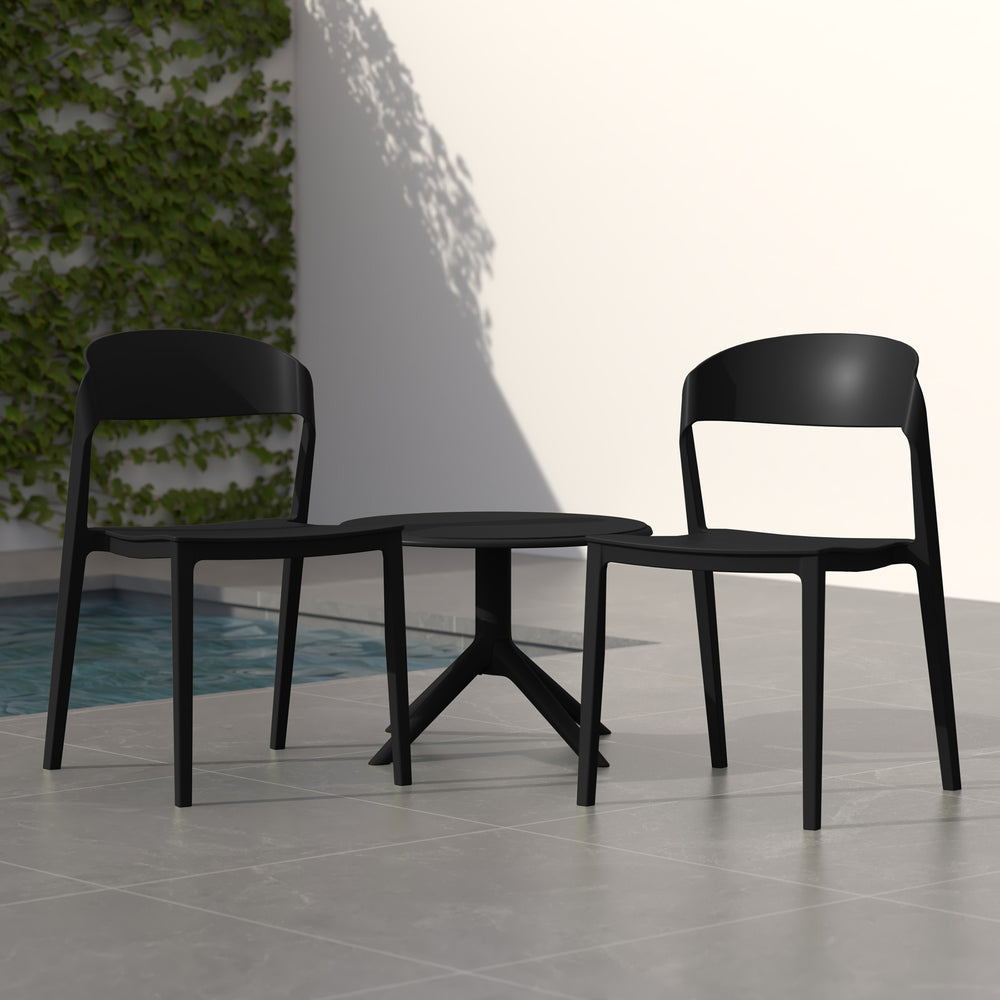 Playa Outdoor Modern Stackable Plastic Patio Bistro Dining Side Chairs (Set of 2)