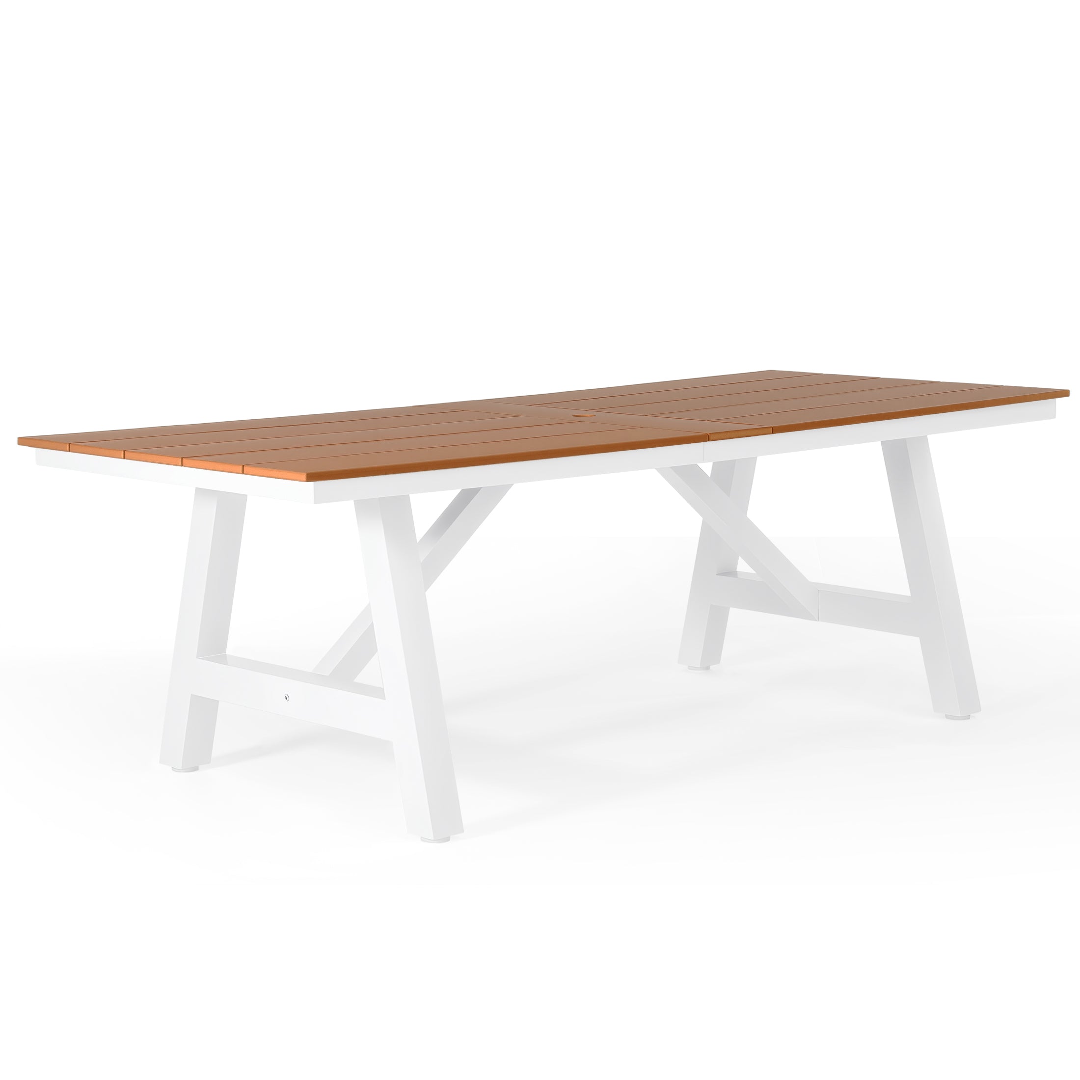 Cape May 7-Piece HDPE Outdoor Furniture Patio Dining Table With Umbrella Hole and Chairs Set For 6