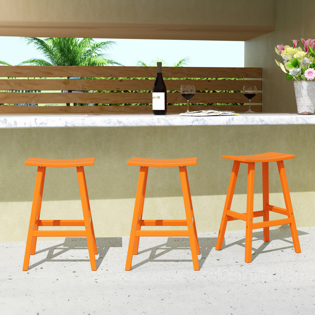 Malibu 29" HDPE Outdoor Patio Bar Height Bar Stools (Set of 3)