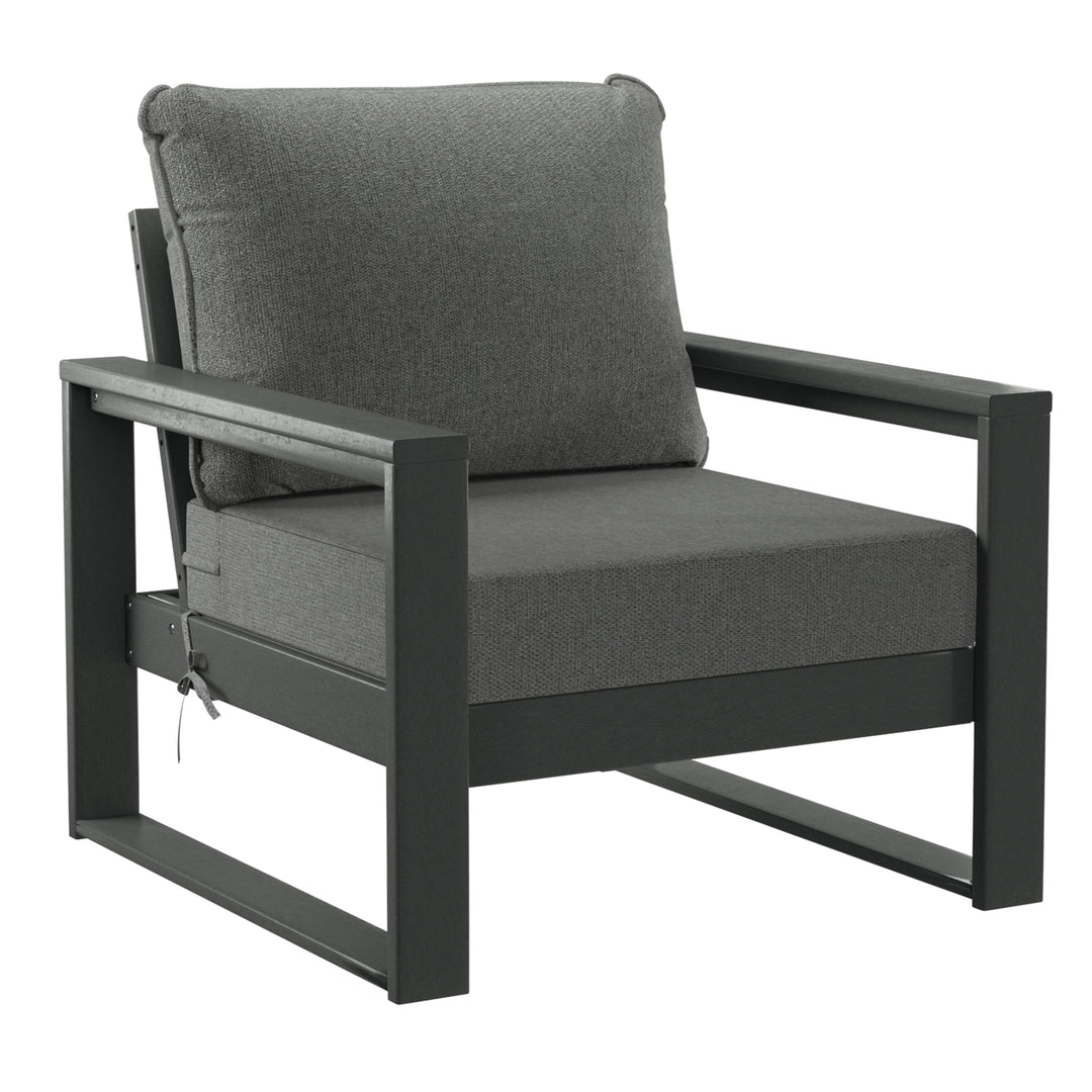 Montara Outdoor Modern HDPE Patio Club Chair with Waterproof Deep Seat Cushions (Set of 2)