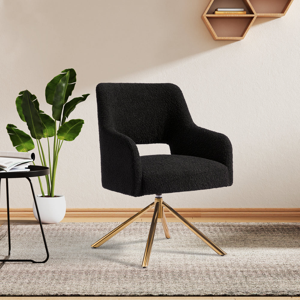 Genevieve Mid-Century Modern Wide Boucle Swivel Vanity Chair