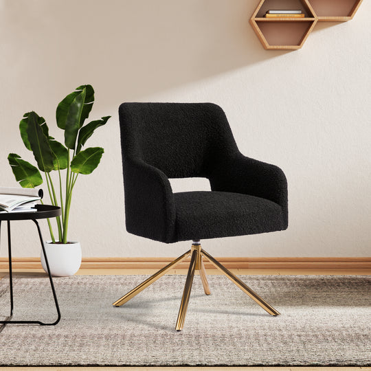 Genevieve Mid-Century Modern Wide Boucle Swivel Accent Arm Chair (Set of 4)