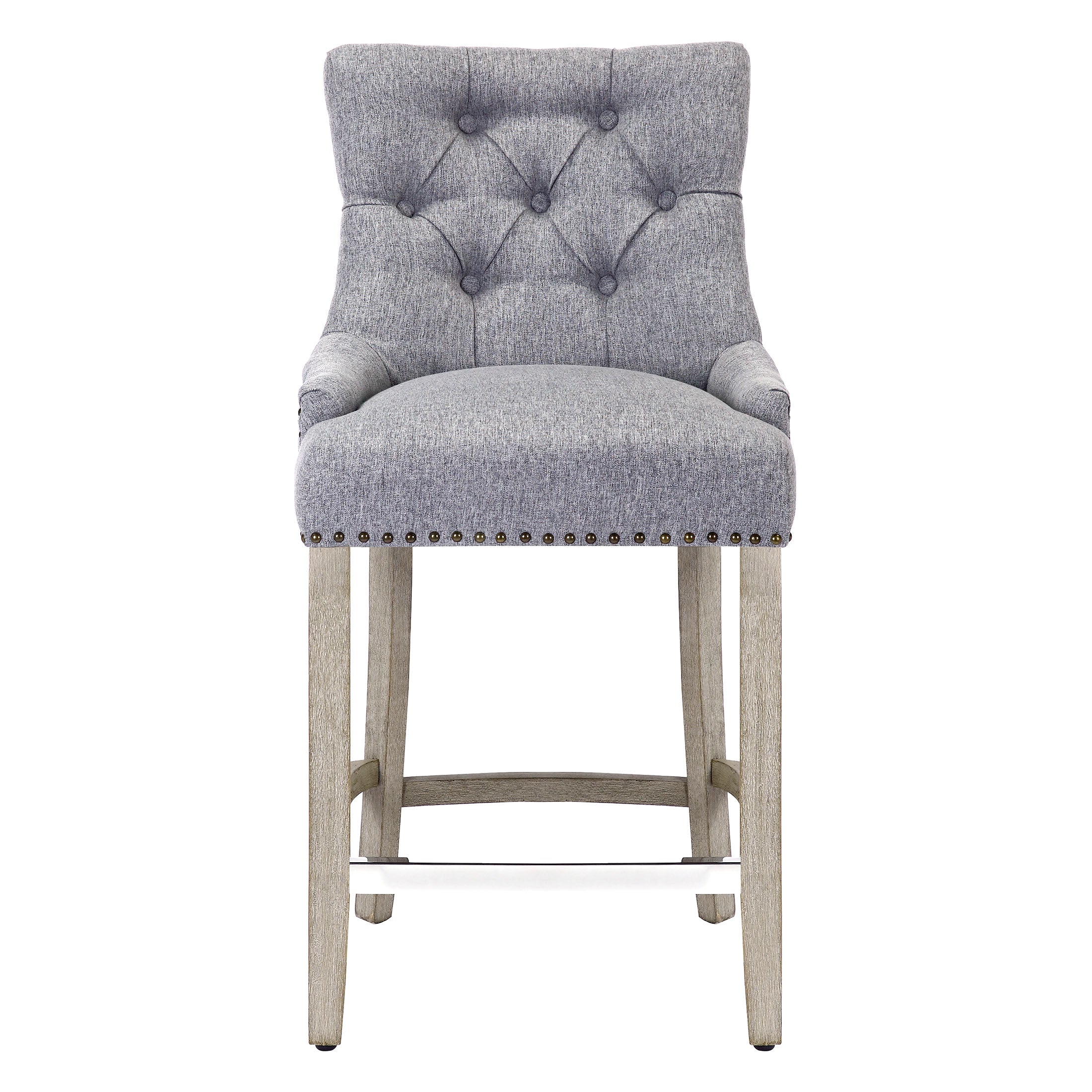 Hayes 24" Upholstered Wood Bar Stool with Tufted Back