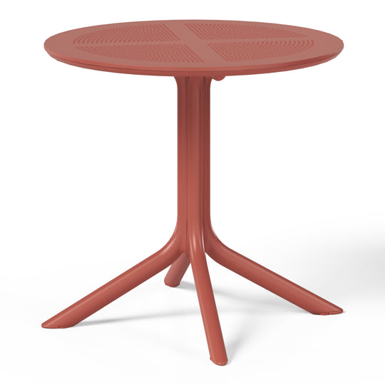 Playa Modern 5-Piece Resin Round Patio Dining Table Set with Stackable Patio Dining Chairs
