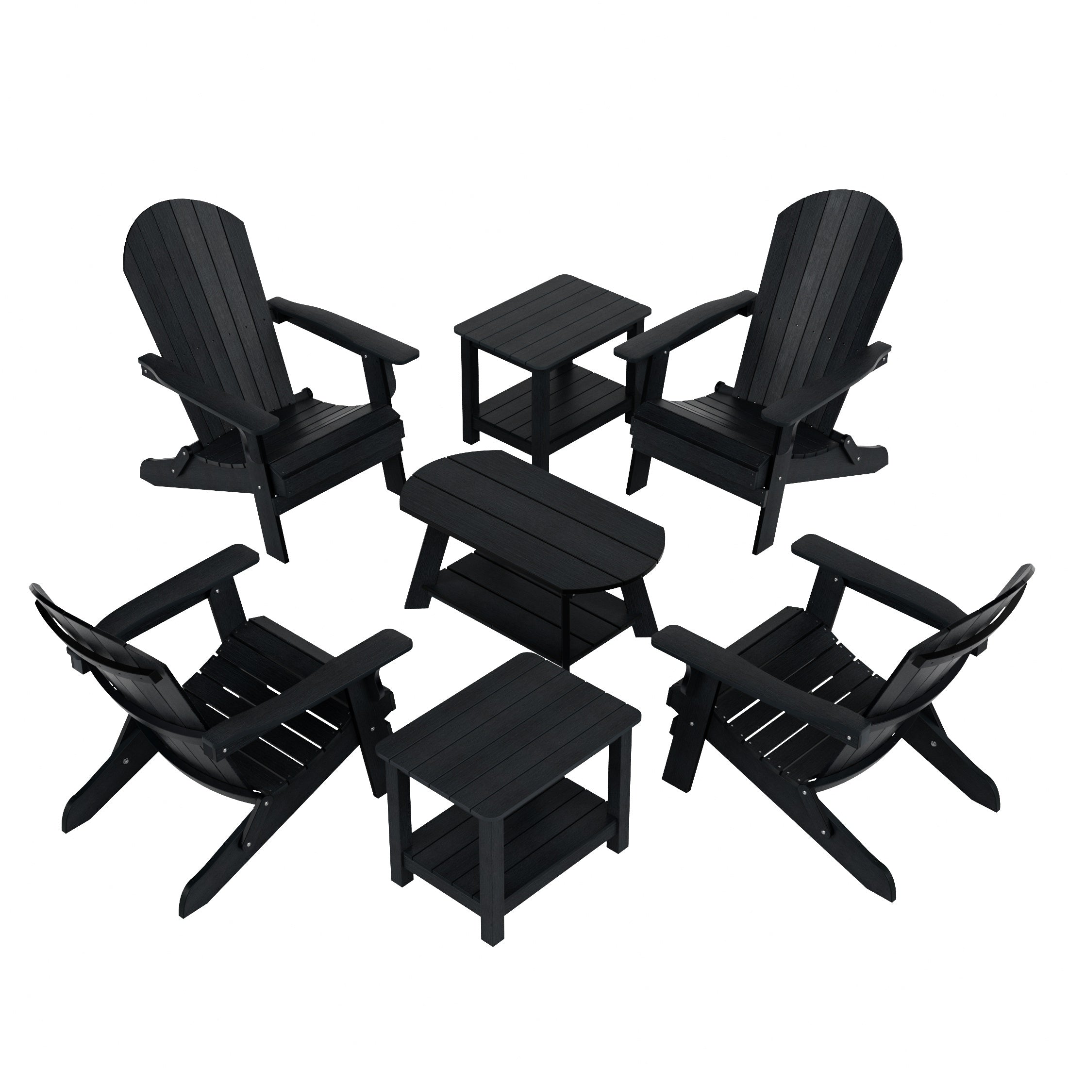 Tuscany 7-Piece HIPS Outdoor Poly Adirondack Seashell Conversation Lounge Set