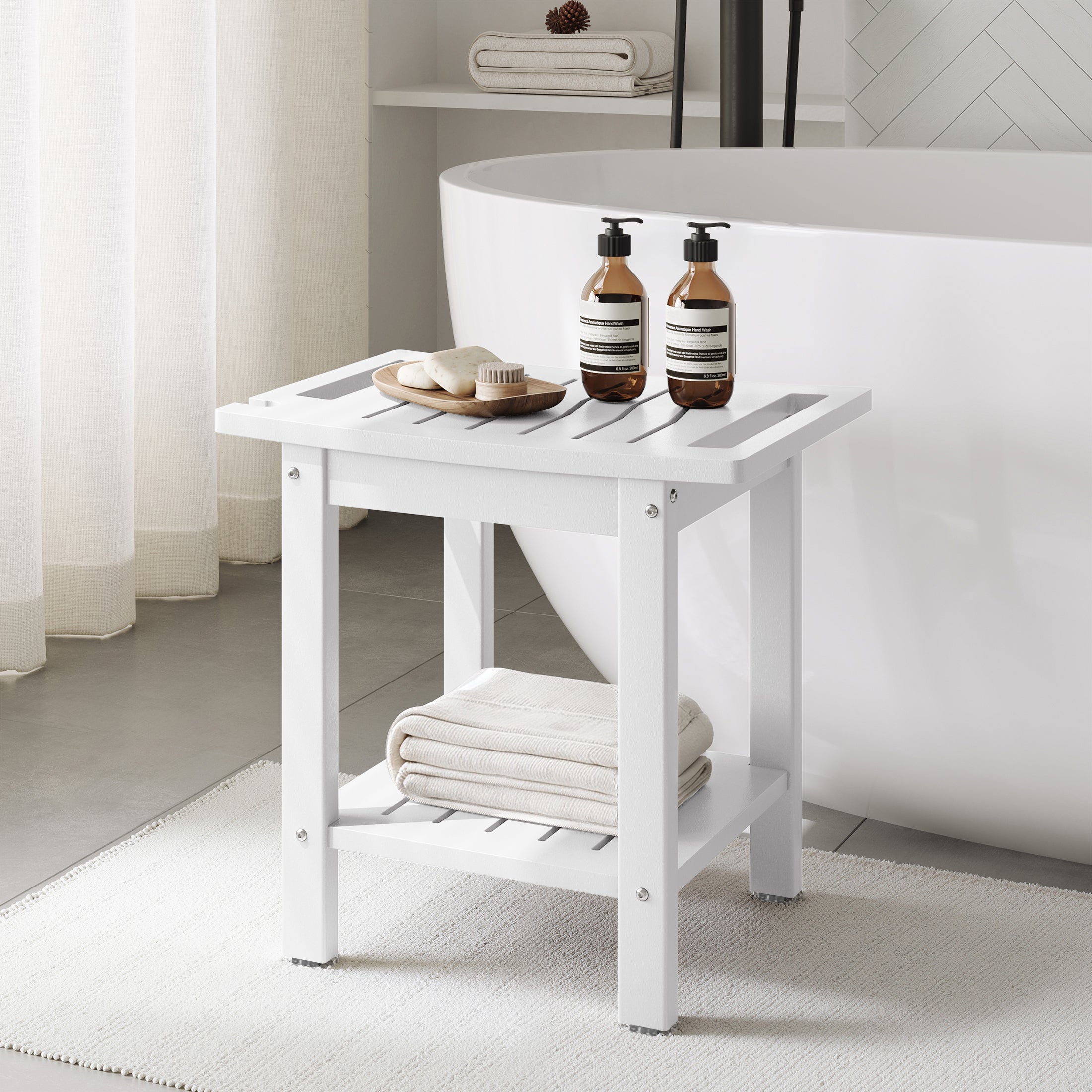 Sage HDPE Poly Plastic Waterproof Bathroom Shower Bench