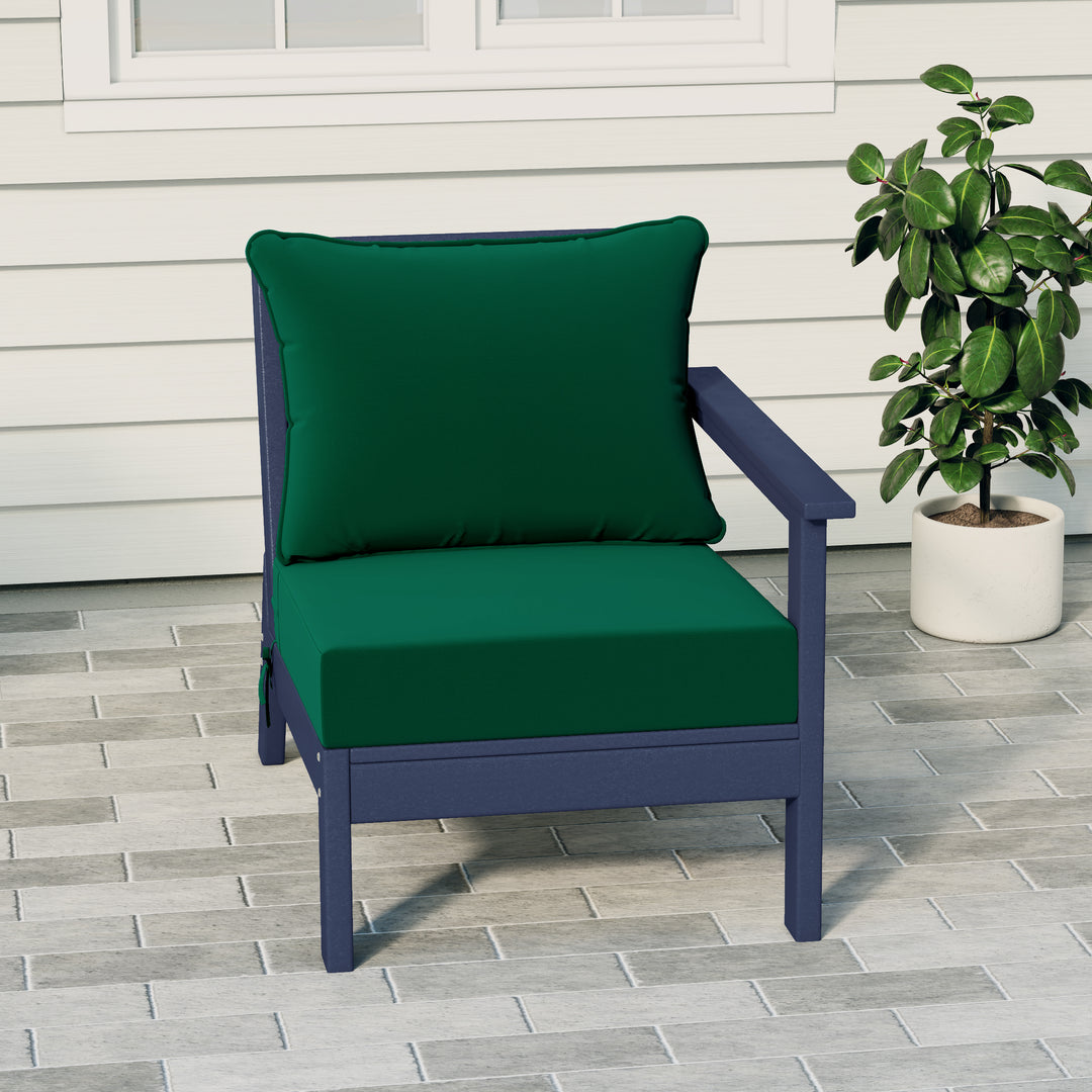 Avalon Outdoor Patio HDPE Right Arm Sectional Corner Club Chair with Patio Cushions
