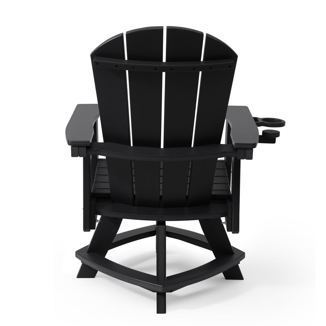 Malibu Outdoor HDPE Swivel Adirondack Patio Dining Chair With Cup Holder