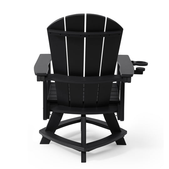Malibu Outdoor HDPE Swivel Adirondack Patio Dining Chair With Cup Holder