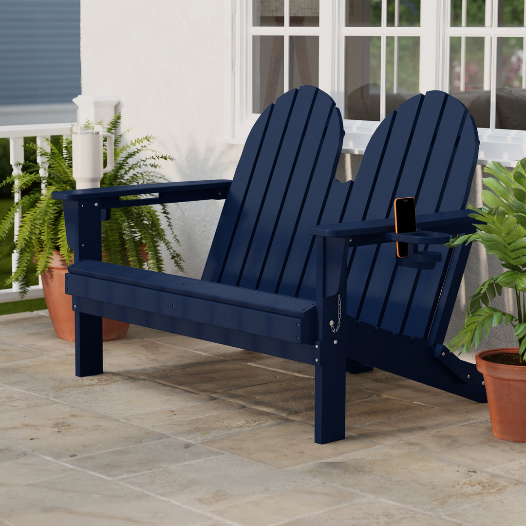 St. Augustine Outdoor Patio 49" HDPE Folding Adirondack Garden Bench