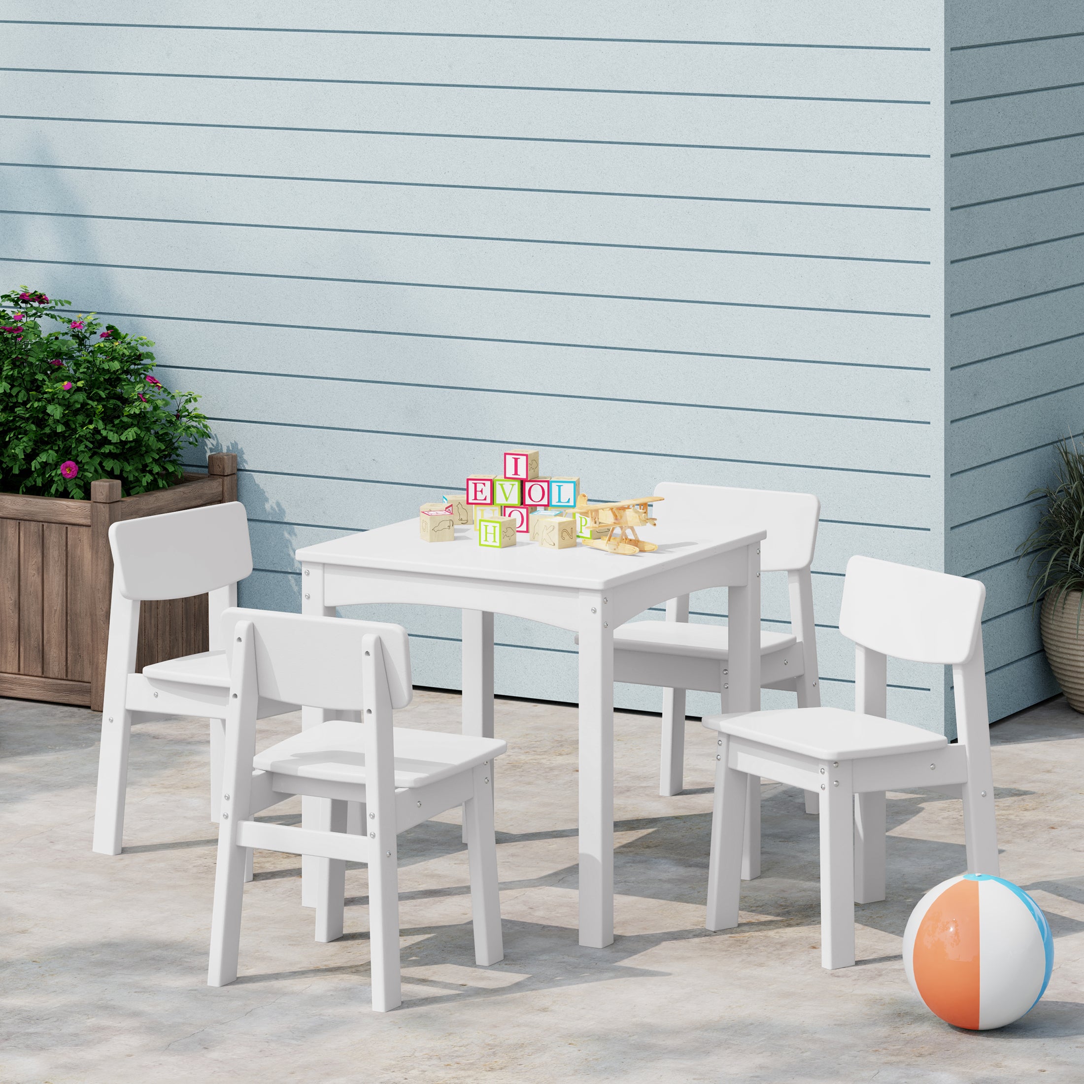 Treehouse Kids 5-Piece Modern HDPE Dining Table and Chairs Set