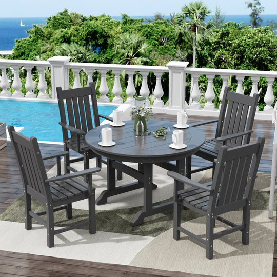 Malibu 5 Piece Outdoor Patio Dining Set Outdoor Round Table and Armchair Set