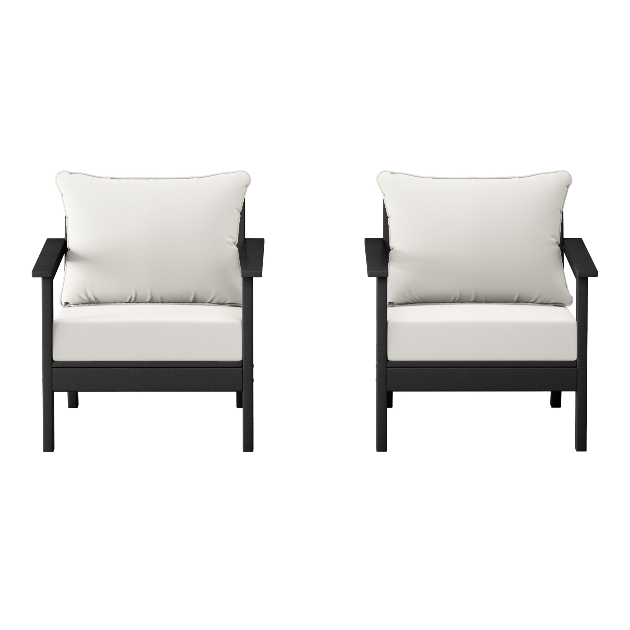 Avalon Outdoor Modern HDPE Patio Club Chairs with Deep Seat Cushions (Set of 2)