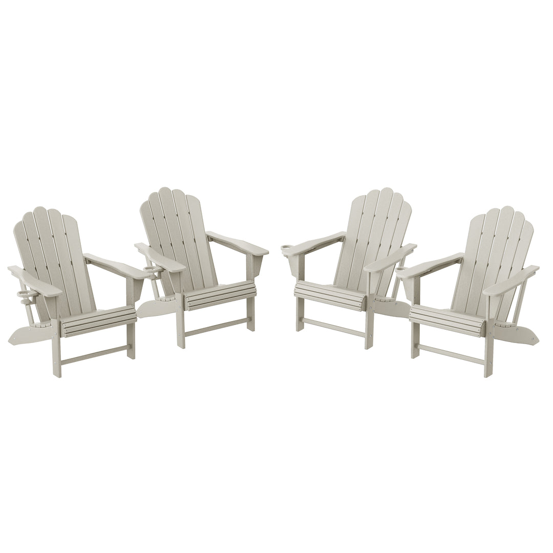 Highland Outdoor Patio HDPE Adirondack Chairs With Cup Holders (Set of 4)