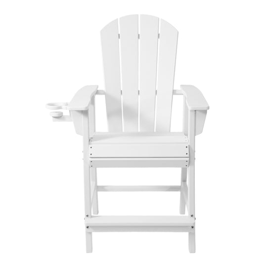 Malibu Outdoor HDPE  Tall Adirondack Counter Height Bar Chair With Cup Holder