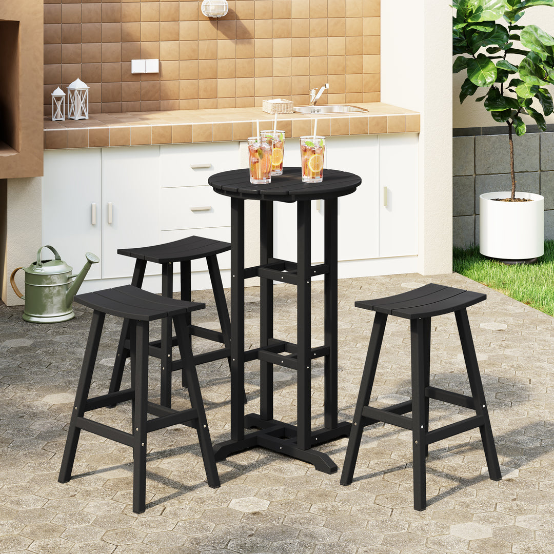 Malibu Outdoor Patio Bar Height Table and Bar Stool 3-Piece Set