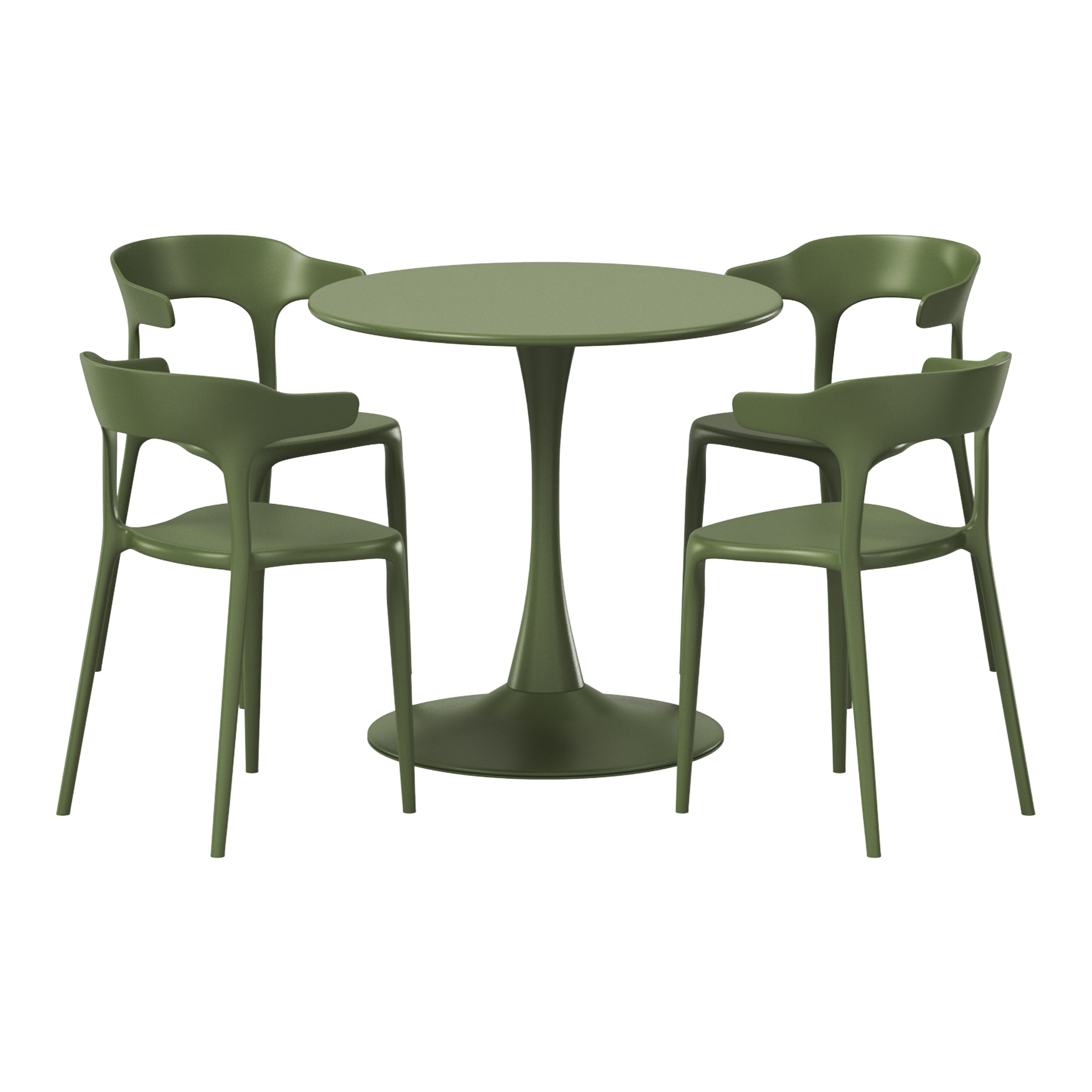 Playa 5-Piece Outdoor Metal Patio Dining Table Set With Stackable Patio Chairs