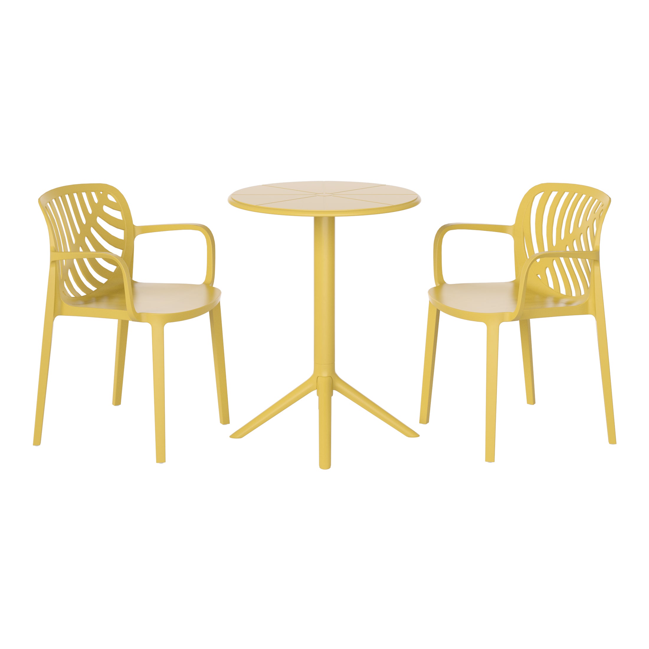 Playa 3-Piece Outdoor Resin Patio Bistro Table Set with Stackable Patio Dining Side Chairs For 2