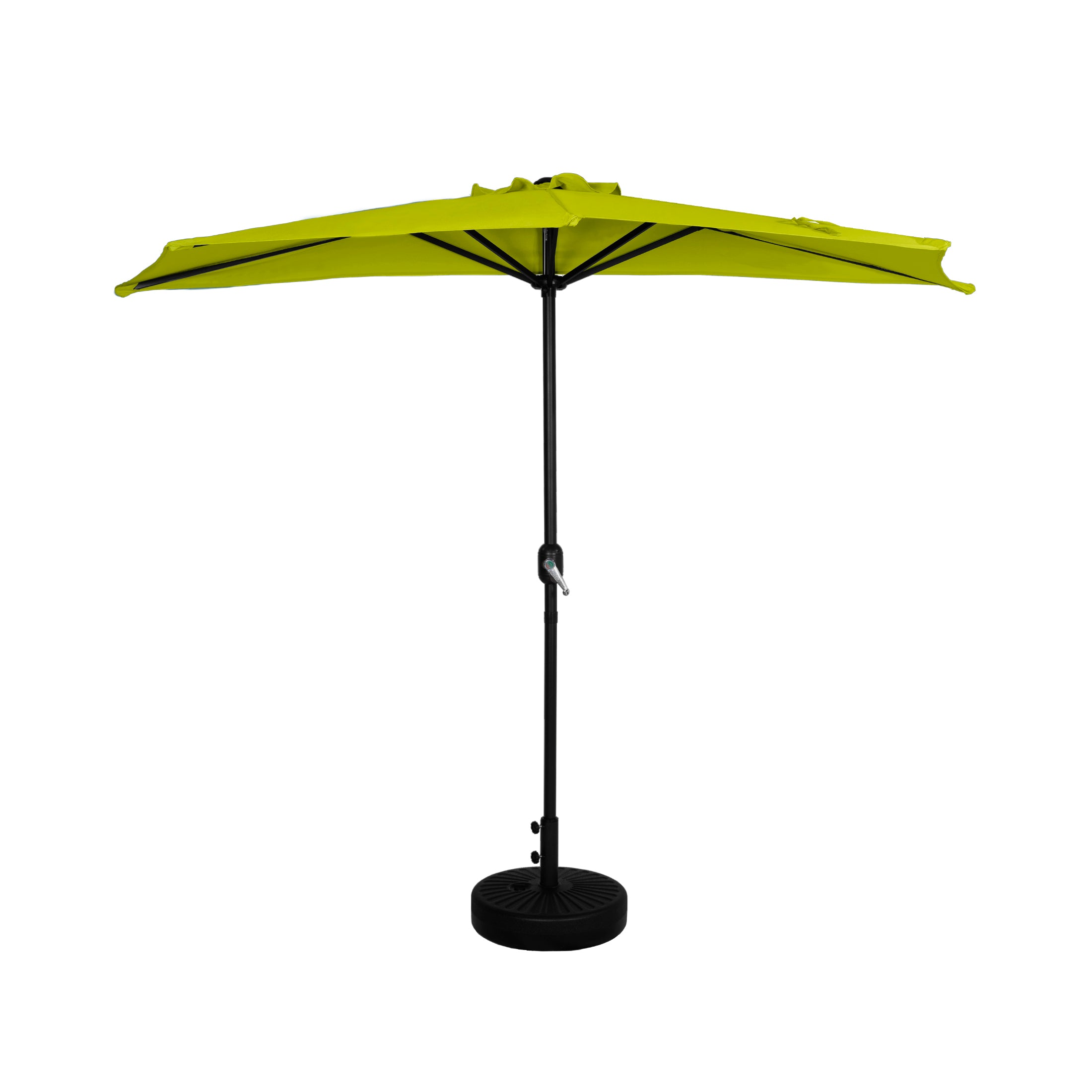 Lanai 9 ft. Aluminum Half Market Crank Lift Patio Umbrella with Base