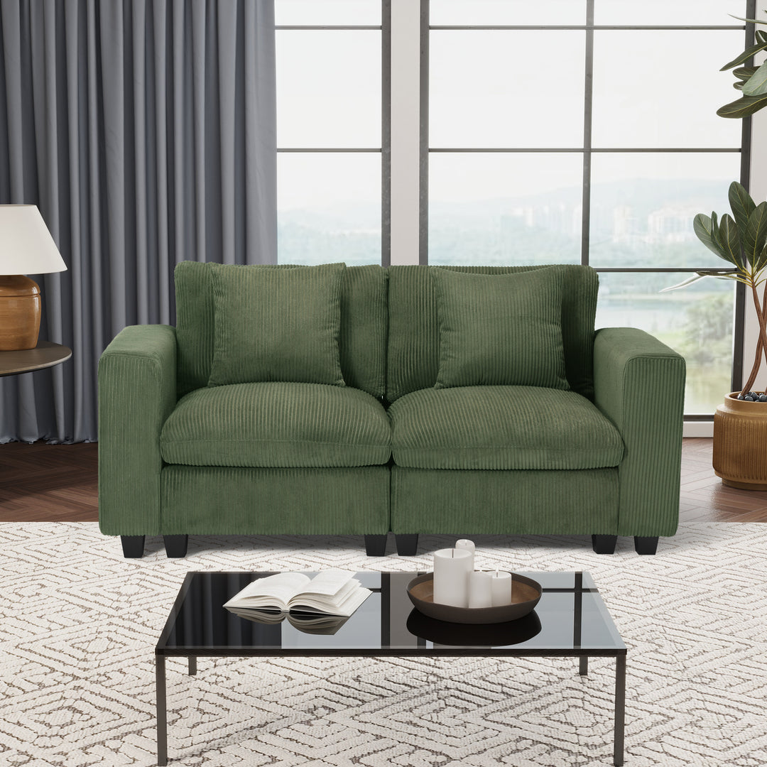 Hearthside 70" Modular Corduroy Loveseat Sofa With USB/Type-C Ports and Side Pockets