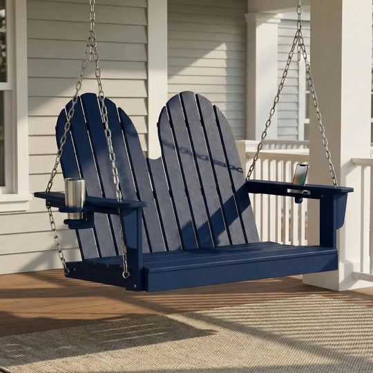 St. Augustine 4ft Outdoor HDPE Poly Farmhouse Hanging Porch Swing With Cup Holders