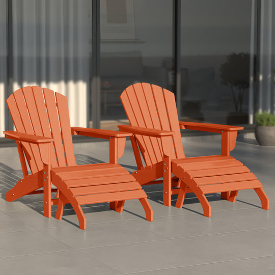 Dylan Outdoor Adirondack Chair With Ottoman 4-Piece Set