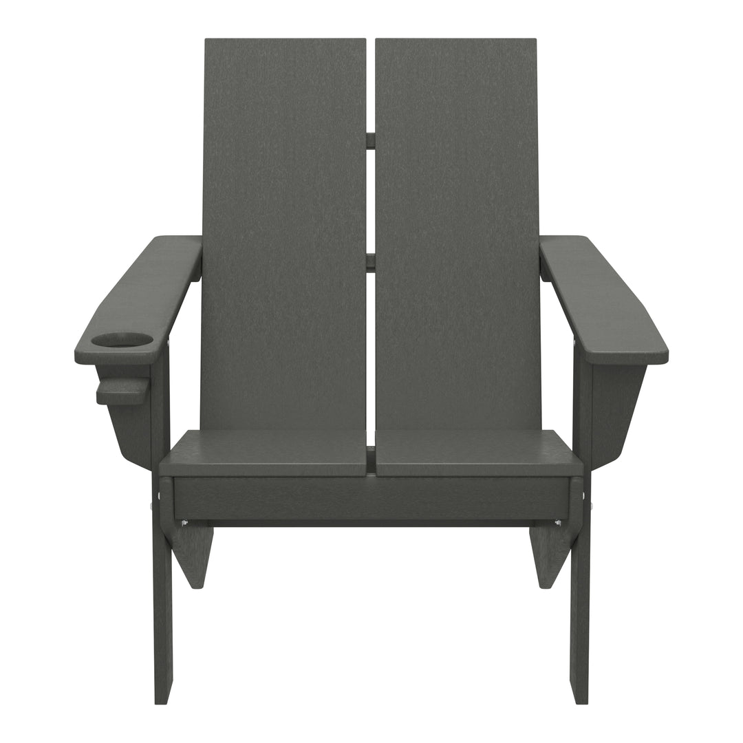 Riviera Outdoor HDPE Modern Adirondack Chair with Cup Holder (Set of 2)