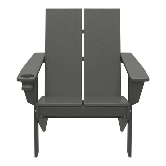 Riviera Outdoor HDPE Modern Adirondack Chair with Cup Holder (Set of 2)