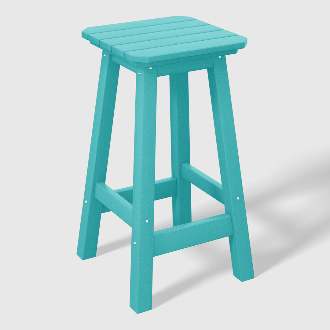 Malibu 24" HDPE Outdoor Patio Counter High Backless Square Bar Stool