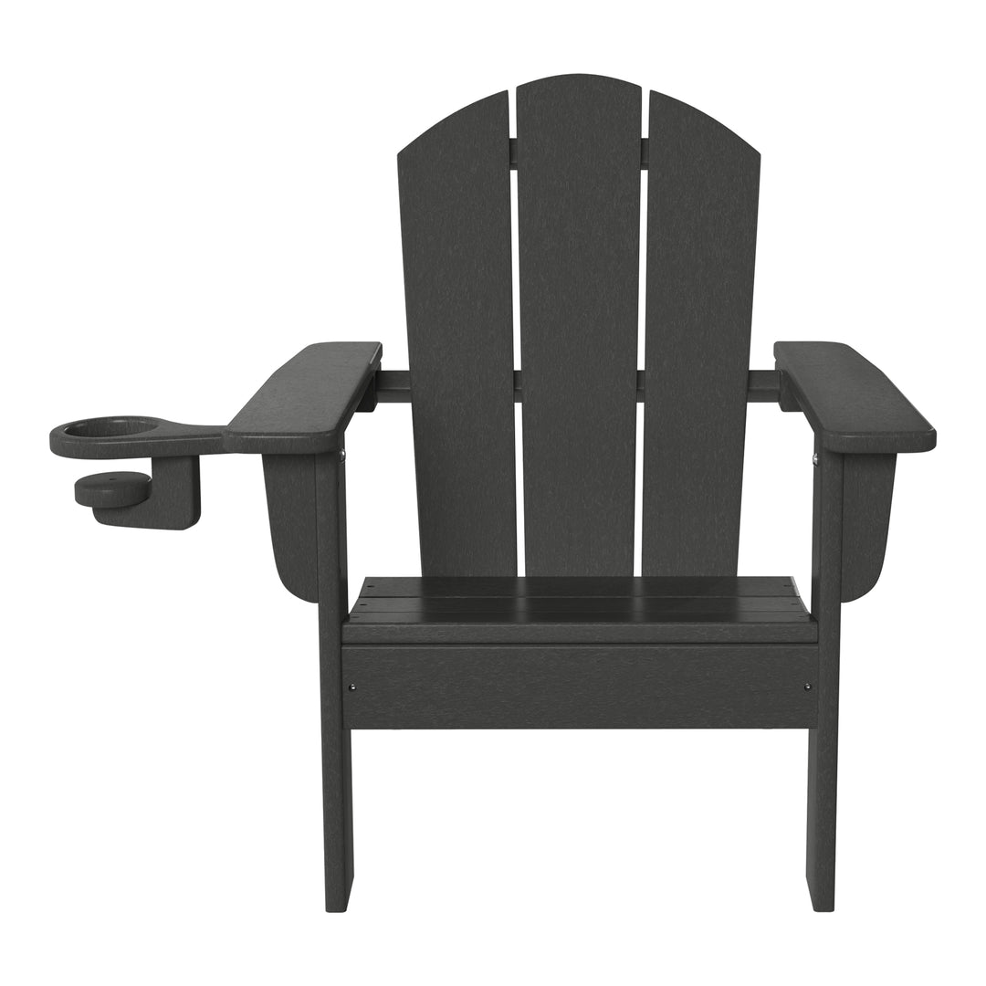 Malibu Kids Outdoor HDPE Plastic Adirondack Patio Chairs with Cup Holders (Set of 2)