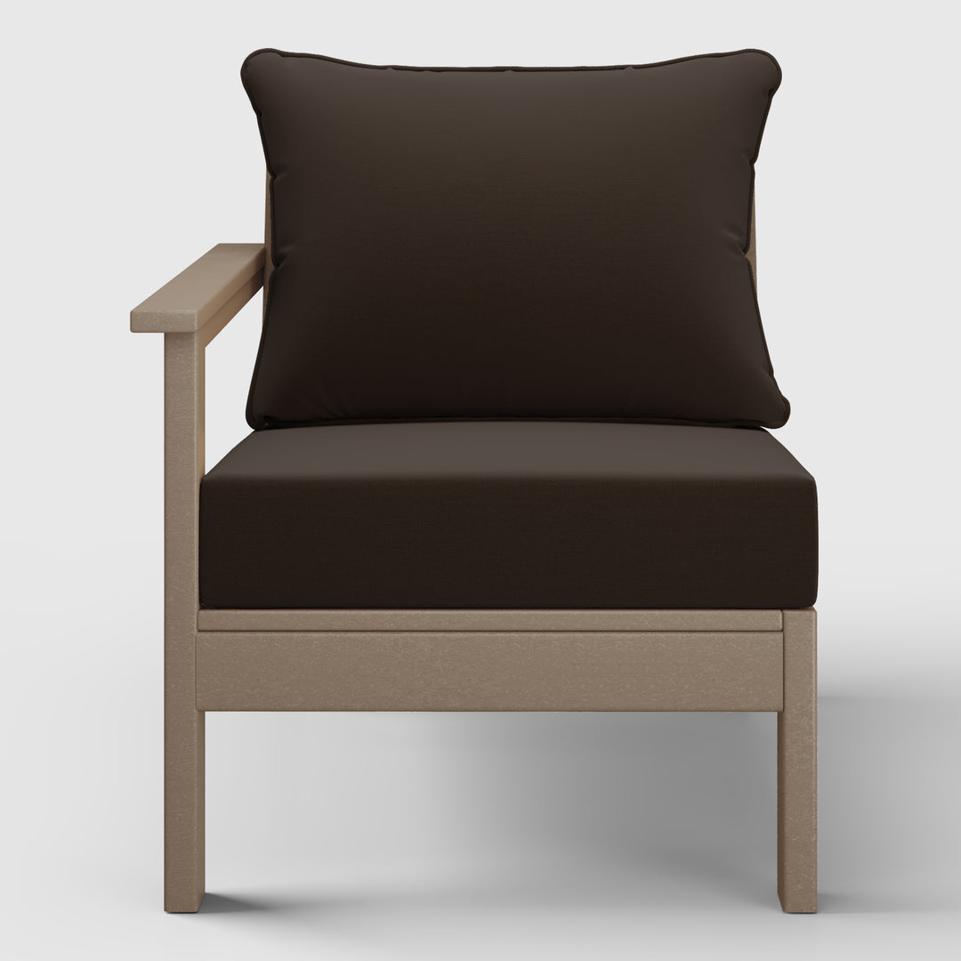Avalon Outdoor Patio HDPE Left Arm Sectional Corner Club Chair with Patio Cushions