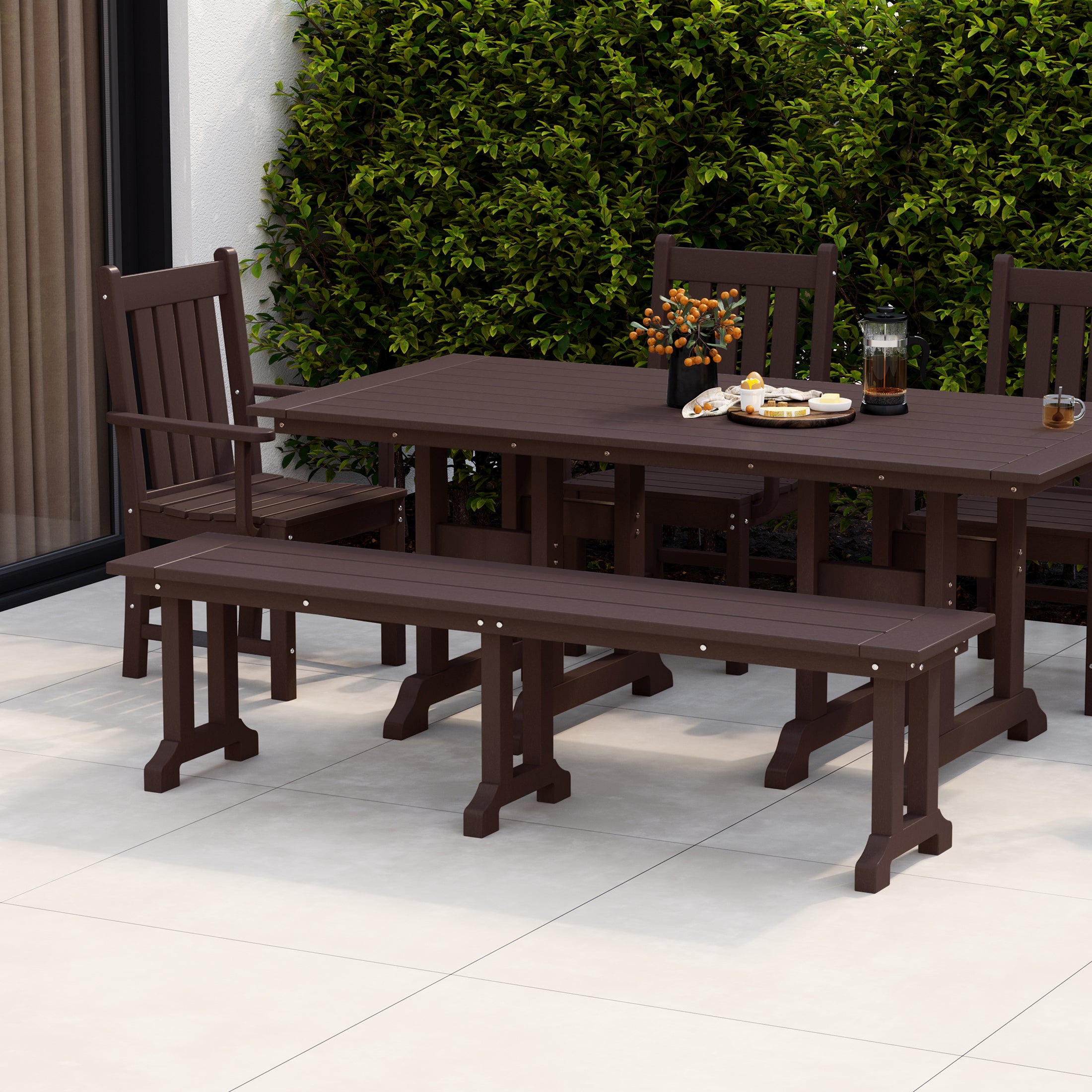 Malibu 65" Outdoor Patio Trestle Dining Bench