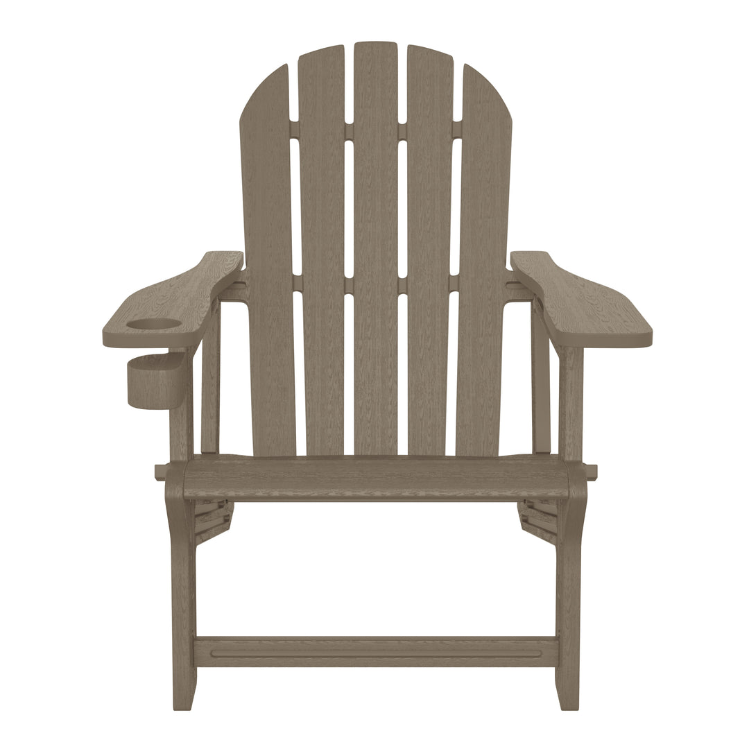 Azura Tool-Free Assembly Outdoor Patio HDPE Plastic Adirondack Chair with Cup Holder