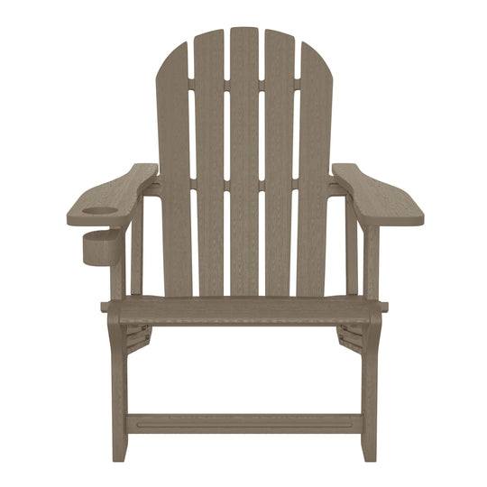 Azura Tool-Free Assembly Outdoor Patio HDPE Plastic Adirondack Chair with Cup Holder