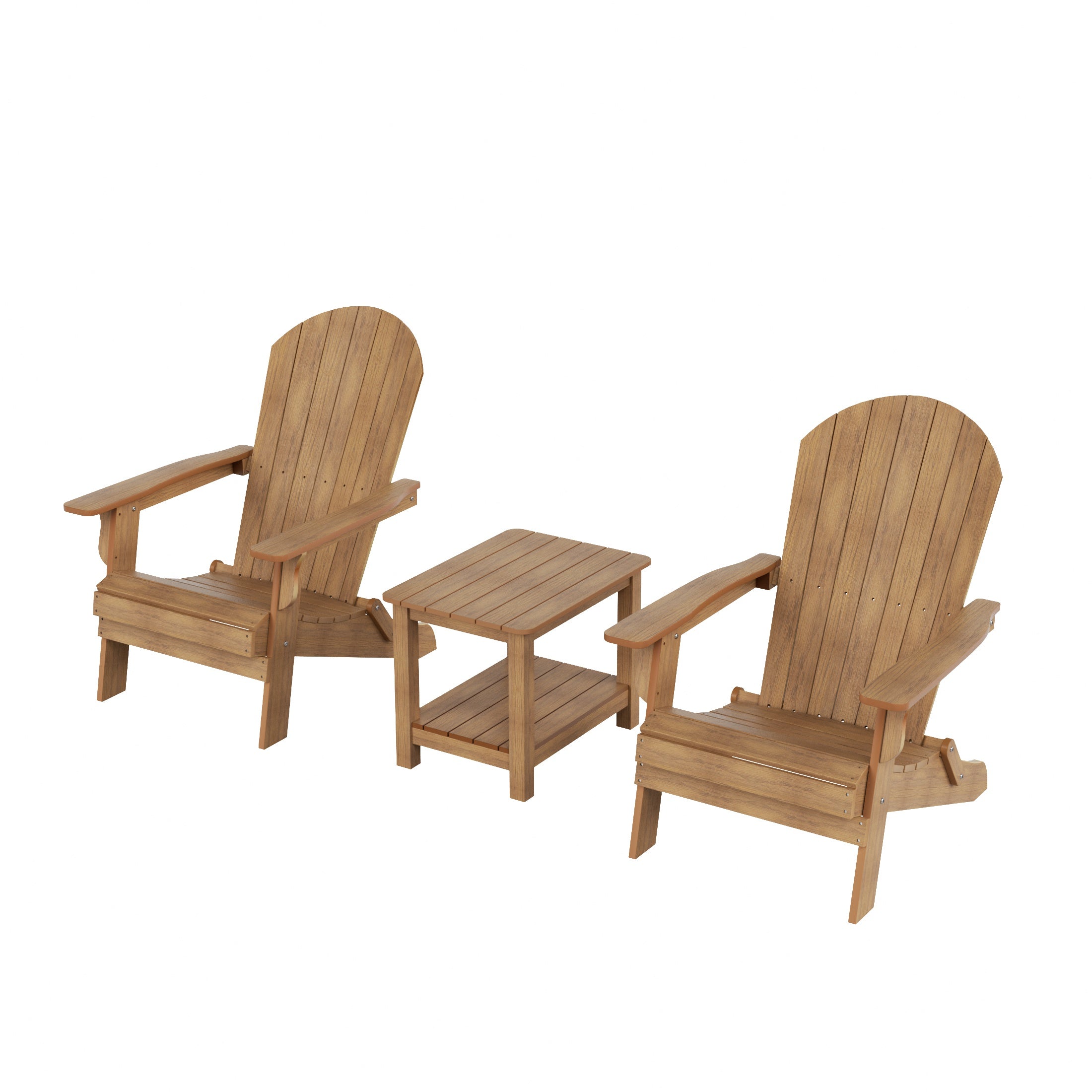 Tuscany 3PC Outdoor Adirondack Seashell Chair Set With Side Table