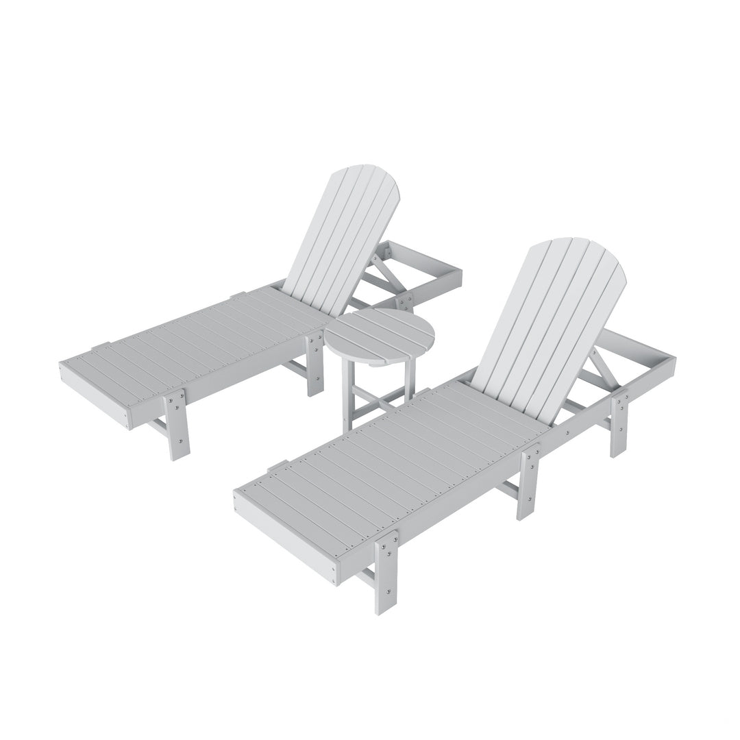 Dylan 3 Piece Adirondack Poly Reclining Chaise Lounge