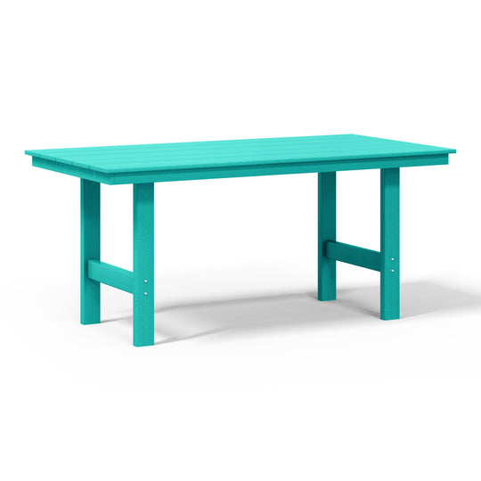 Ashore Outdoor Modern HDPE 66" Wide Rectangle Patio Dining Table for 6