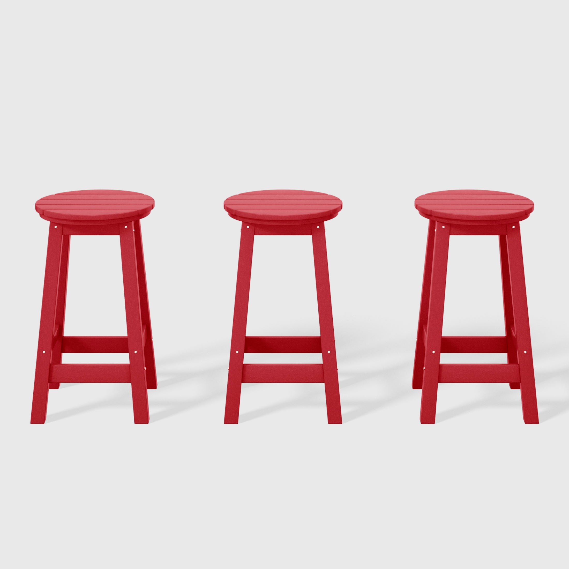 Malibu 24" HDPE Outdoor Patio Round Counter Height Bar Stool Set of 3