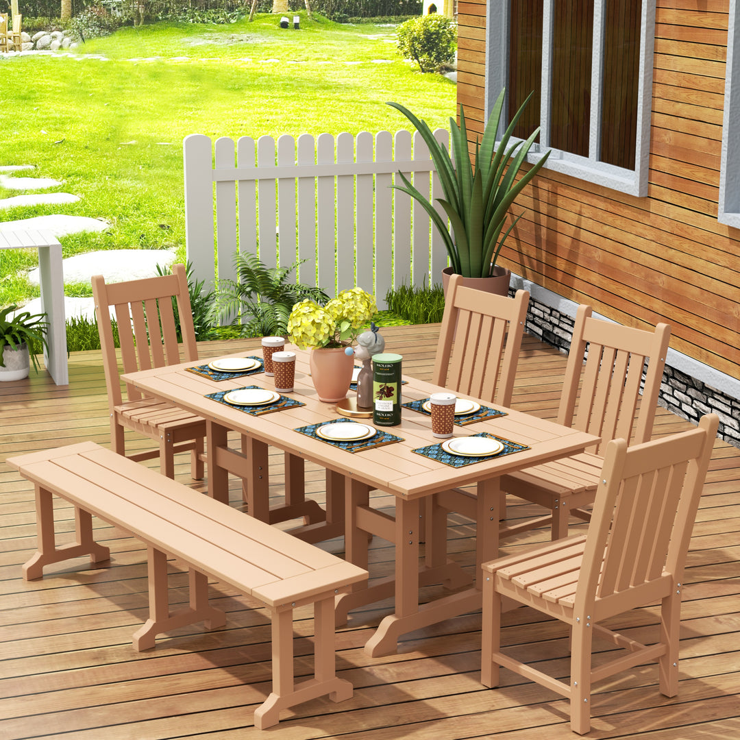 Malibu 6-Piece Outdoor Patio Dining Set Outdoor Table and Bench Chair Set