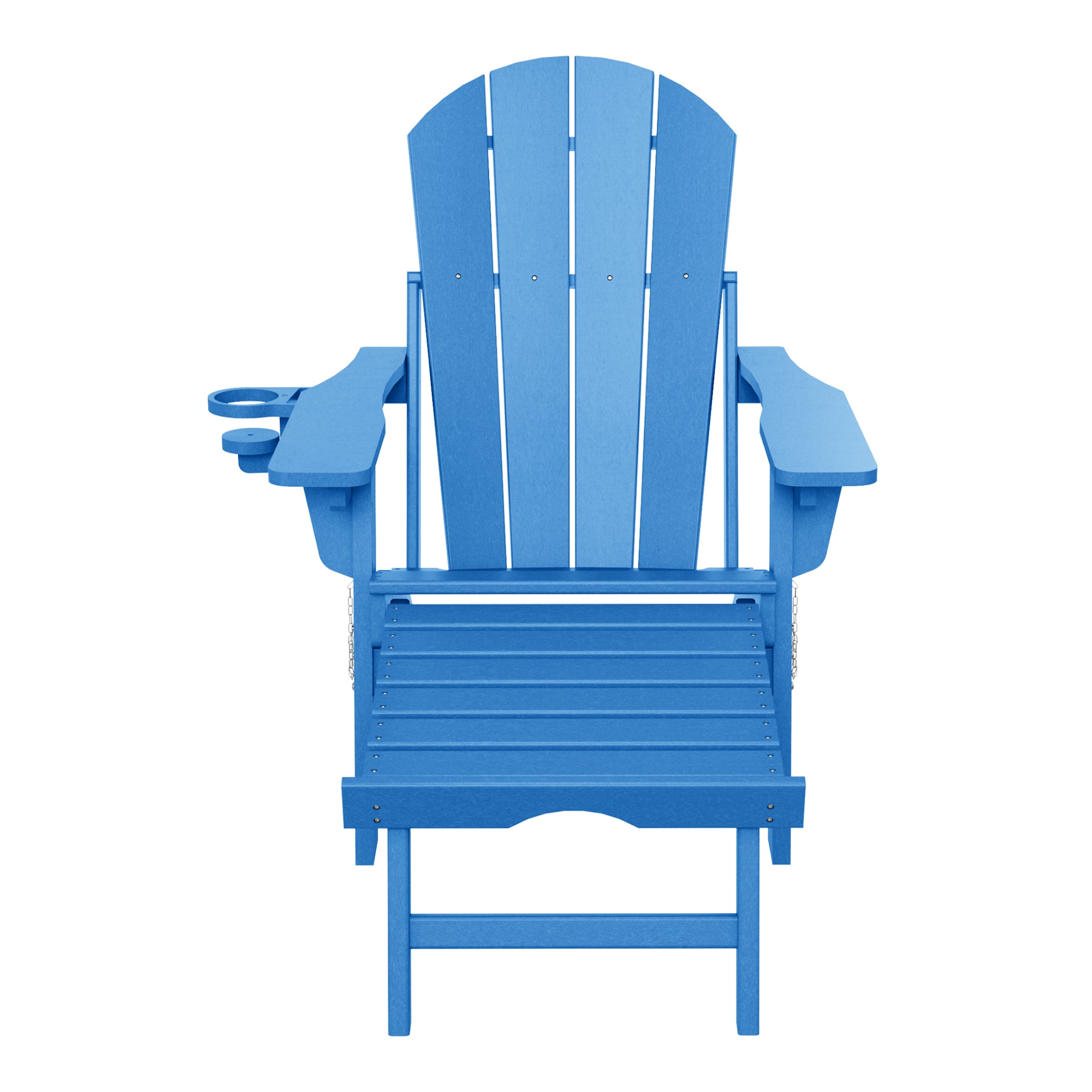 Malibu Folding Adjustable Adirondack Chair with Retractable Ottoman and Cup Holder