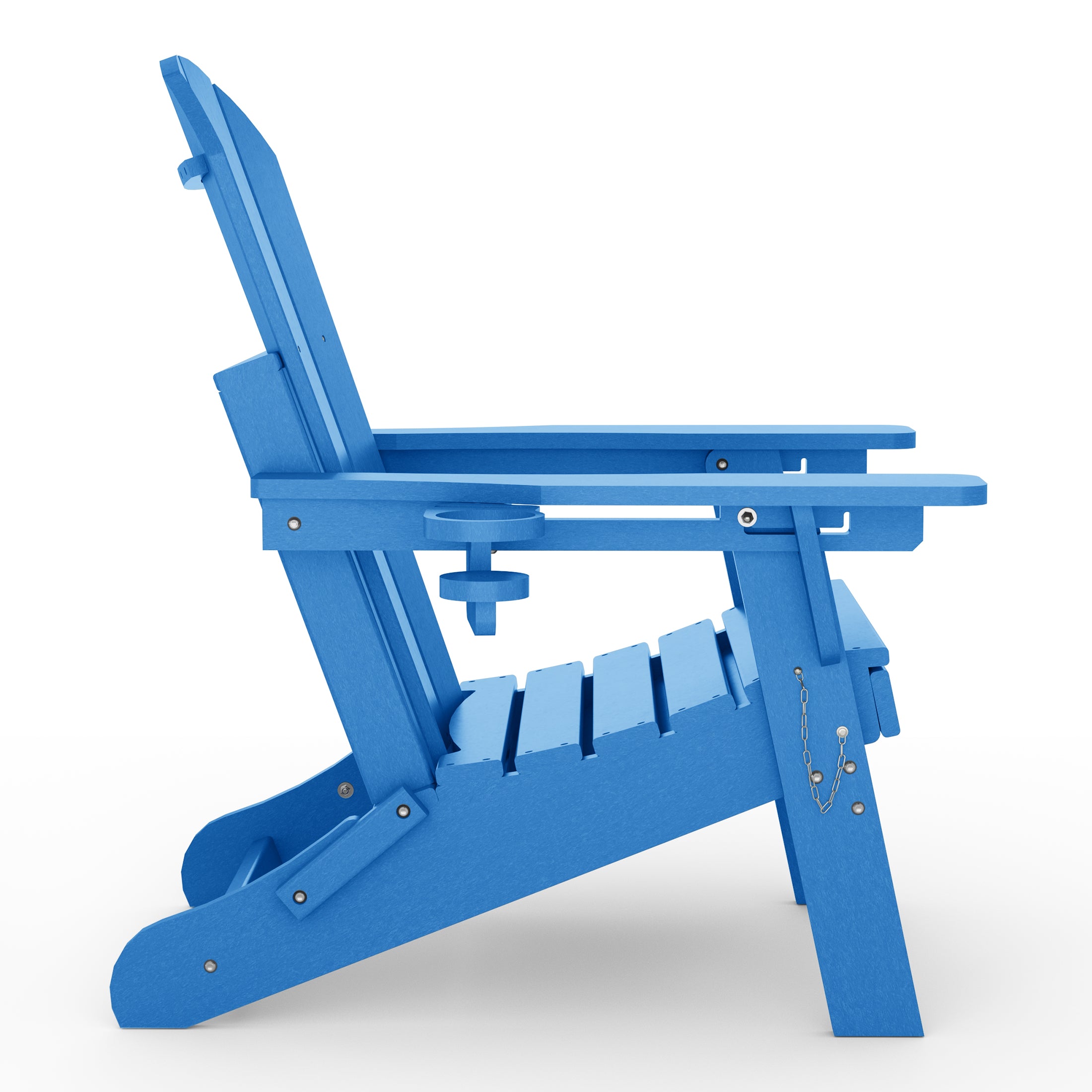 Malibu Folding Adjustable Adirondack Chair with Retractable Ottoman and Cup Holder